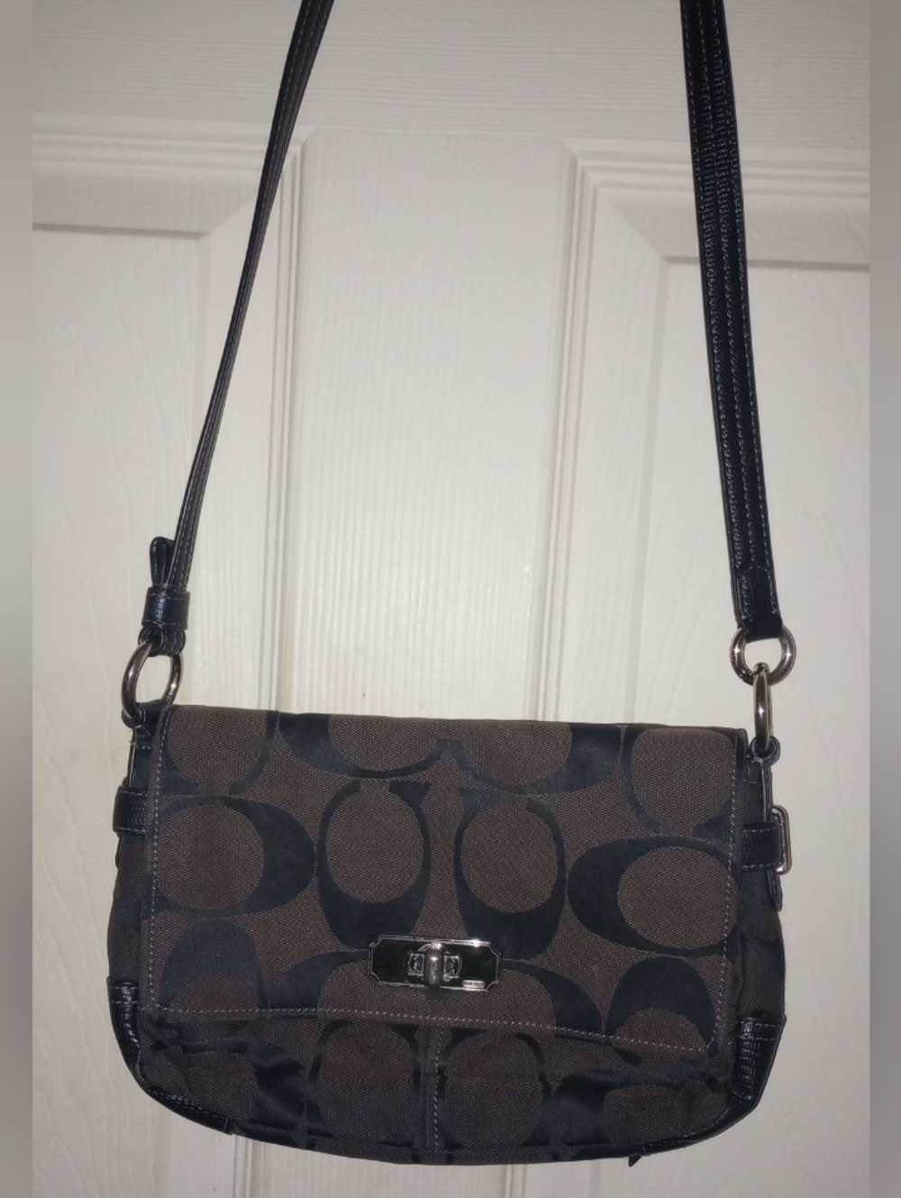 Coach Signature Canvas Crossbody Bag in Brown/Black